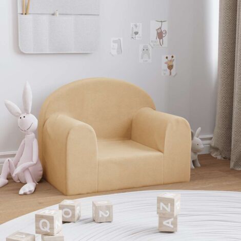 Sofá infantil de felpa suave color crema vidaXL