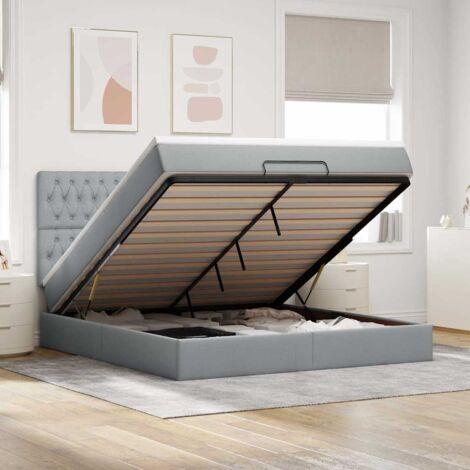 Estructura de cama otomana colchón tela gris claro 160x200cm vidaXL (1/5)
