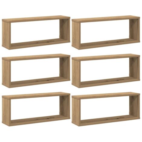 Estantes cubo de pared 6 uds madera roble artisan 60x15x23 cm vidaXL