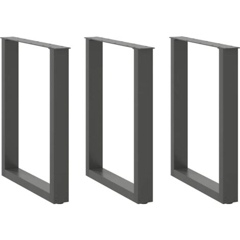 Patas para mesa de comedor en forma de U (3 unidades), antracita, 70 x (72-73) cm, acero vidaXL