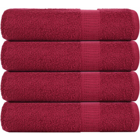 Toallas de ducha 4 uds 100% algodón burdeos 70x140 cm 360 gsm vidaXL