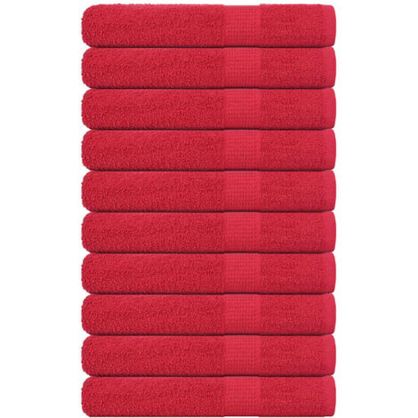 Toallas de sauna 10 uds 100% algodón rojo 80x200 cm 360 gsm vidaXL