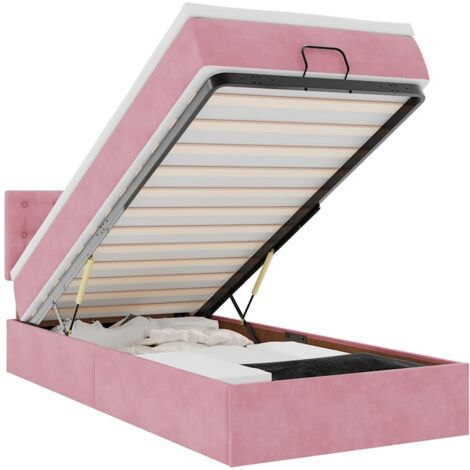 Estructura de cama otomana colchón terciopelo rosa 100x200cm vidaXL (1/5)