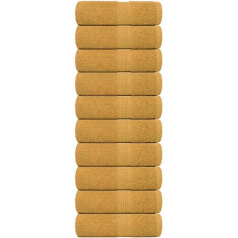 Toallas invitados 10 uds 100% algodón oro 30x50 cm 360 gsm vidaXL