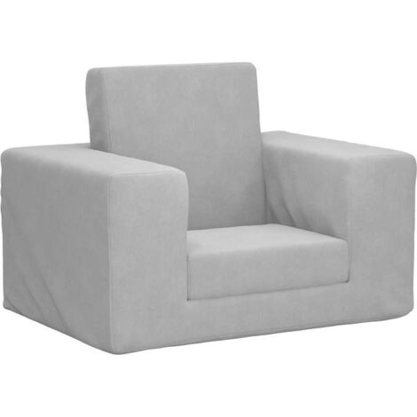Sofá cama infantil felpa suave gris claro vidaXL