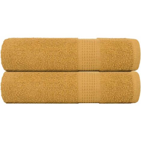 Toallas de ducha 2 uds 100% algodón oro 70x140 cm 360 gsm vidaXL