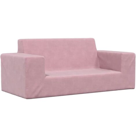 Sofá para niños de 2 plazas de felpa suave rosa vidaXL