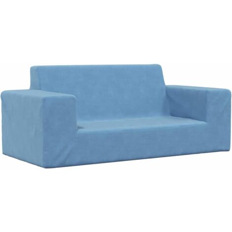 Sofá para niños de 2 plazas de felpa suave azul vidaXL