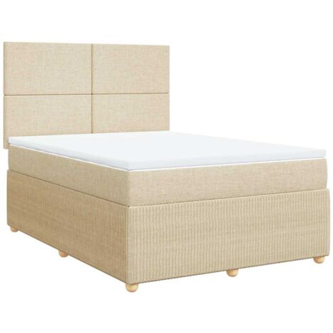 Cama box spring con colchón tela color crema 160x200 cm vidaXL (1/5)