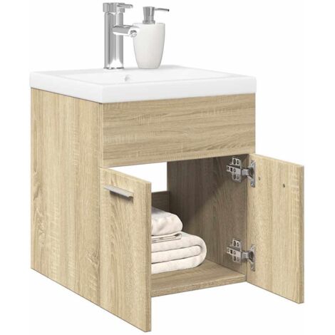 Set de muebles de baño 2 pzas madera contrachapada roble Sonoma vidaXL