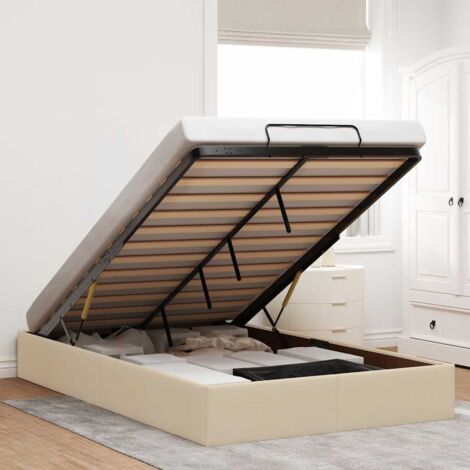 Estructura de cama otomana sin colchón tela crema 120x190 cm vidaXL