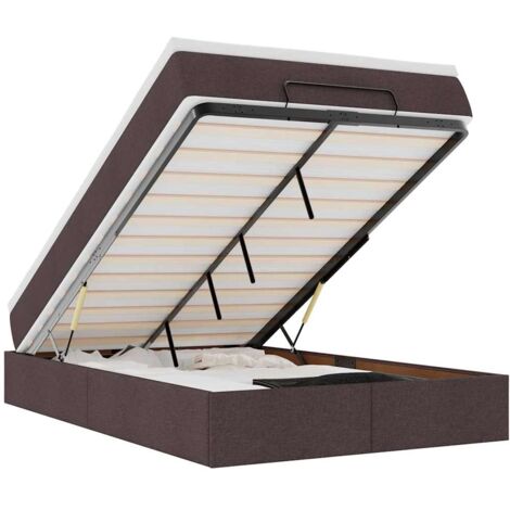 Estructura de cama otomana colchón tela marrón oscuro 120x190cm vidaXL (1/5)