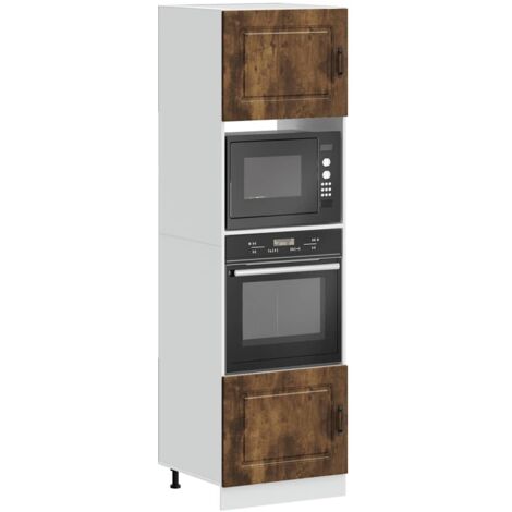 Armarios para horno (2 unidades) "Kalmar" de madera de ingeniería de roble ahumado vidaXL