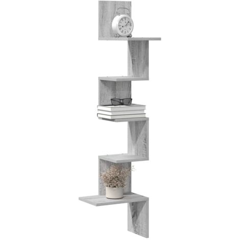 Estantería pared de esquina madera gris sonoma 32x32x127,5 cm vidaXL