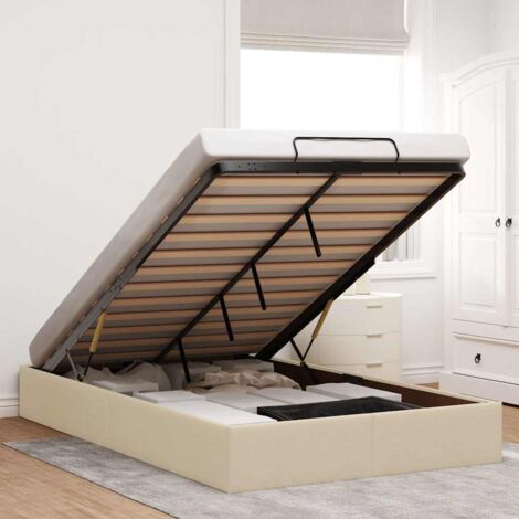 Estructura de cama otomana sin colchón tela crema 120x200 cm vidaXL