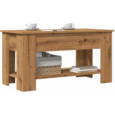 Mesa de centro madera de ingeniería roble artesanal 101x49x52cm vidaXL