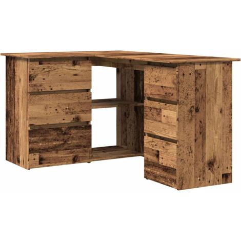Escritorio de esquina madera contrachapada madera envejecida vidaXL