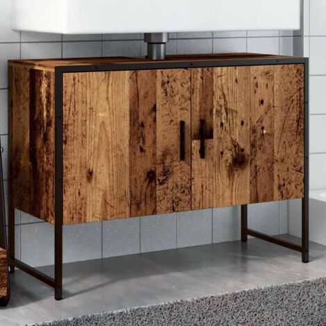 Mueble de lavabo madera de ingeniería envejecida 80x33x60 cm vidaXL (1/5)