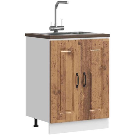 Mueble bajo para fregadero Kalmar madera vieja 60x46x81,5 cm vidaXL