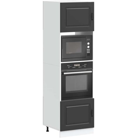 Armarios para horno (2 unidades) "Kalmar" de madera de ingeniería negra vidaXL