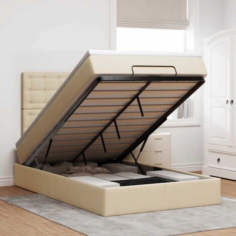 Estructura de cama otomana colchón tela crema 120x190 cm vidaXL (1/5)