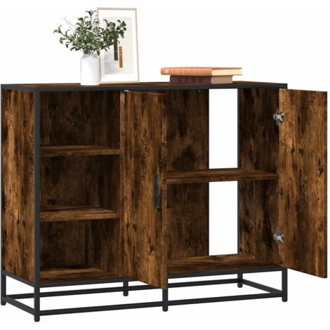 Aparador madera de ingeniería roble ahumado 92x35x76 cm vidaXL (1/5)