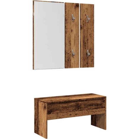 Juego de muebles de recibidor madera ingeniería madera antigua vidaXL