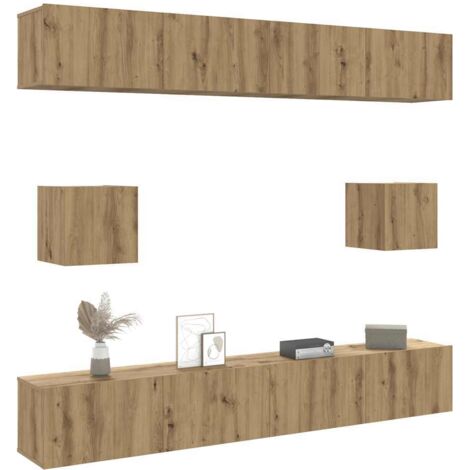 Mueble para TV de pared madera contrachapada artesanal 6 piezas vidaXL (1/5)