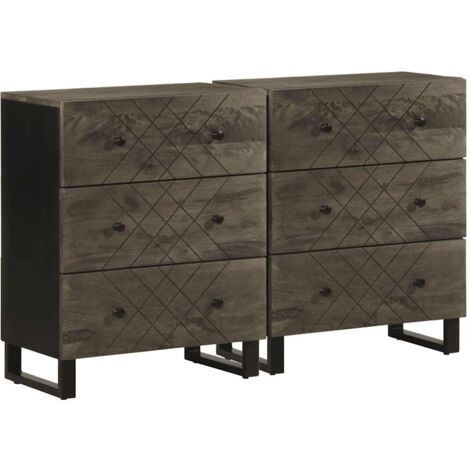 Aparadores 2 uds. madera maciza de mango negro 60x33x75 cm vidaXL (1/5)