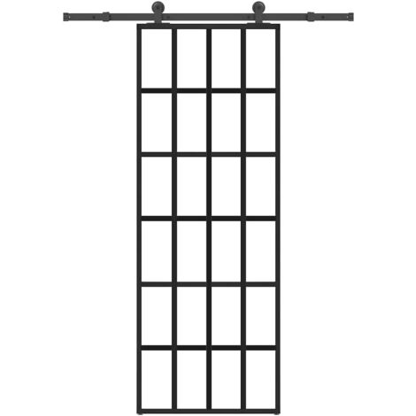 Puerta corredera con set herrajes vidrio ESG aluminio 76x205 cm vidaXL (1/5)