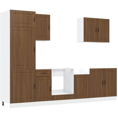Mueble cocina Kalmar roble marrón 7 pzas madera contrachapada vidaXL (1/5)