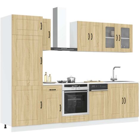 Mueble cocina Kalmar roble sonoma 8 pzas madera contrachapada vidaXL (1/5)