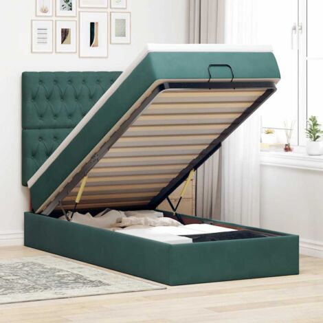 Estructura cama otomana colchones verde oscuro 90x190cm vidaXL (1/5)