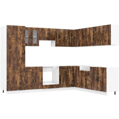Mueble cocina Kalmar roble ahumado 14 pzas madera contrachapada vidaXL (1/5)