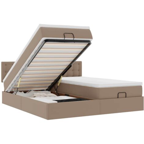 Estructura cama otomana colchones cappucino cuero sintético vidaXL (1/5)