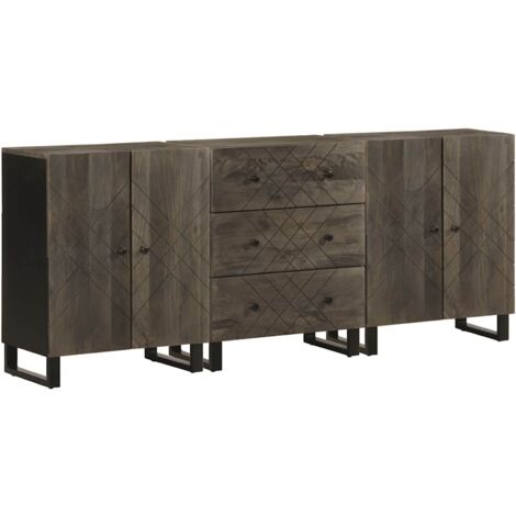 Aparadores 3 piezas madera maciza mango negro 60x33x75 cm vidaXL (1/5)