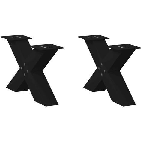 Patas para mesa de centro en forma de X (2 unidades), color negro, 50 x (30-31) cm, acero vidaXL