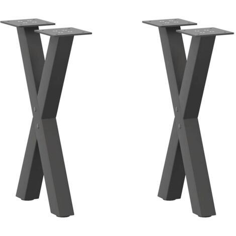 Patas para mesa de centro en forma de X (2 unidades), antracita, 28 x (42-43) cm, acero vidaXL