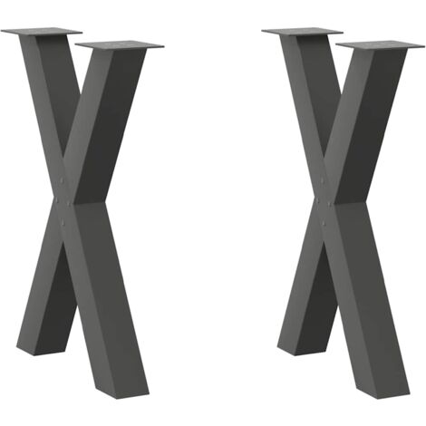 Patas para mesa de comedor en forma de X (2 unidades), antracita, 50 x (72-73) cm, acero vidaXL