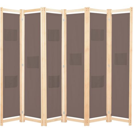 Biombo divisor de 6 paneles de tela marrón 240x170x4 cm vidaXL