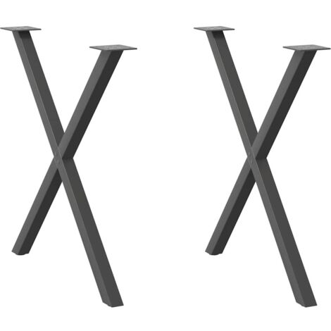 Patas para mesa de comedor en forma de X (2 unidades), antracita, 80 x (72-73) cm, acero vidaXL
