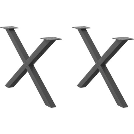 Patas para mesa de centro en forma de X (2 unidades), antracita, 70 x (42-43) cm, acero vidaXL