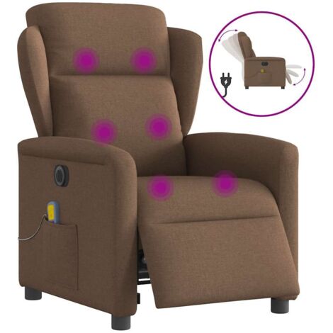Sillón reclinable de masaje eléctrico tela marrón vidaXL