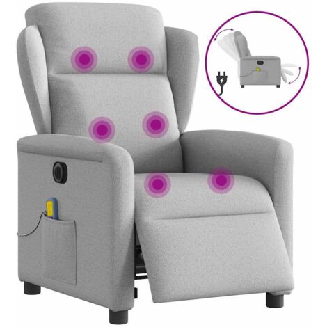 Sillón reclinable de masaje eléctrico tela gris nube vidaXL