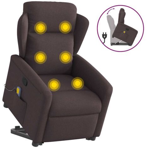 Silla de masaje reclinable de pie de tela marrón oscuro vidaXL (1/5)
