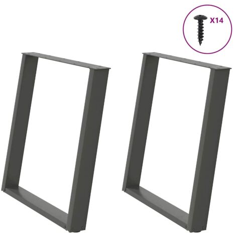 Patas para mesa de comedor en forma de U (2 unidades), antracita, 80 x (72-73) cm, acero vidaXL