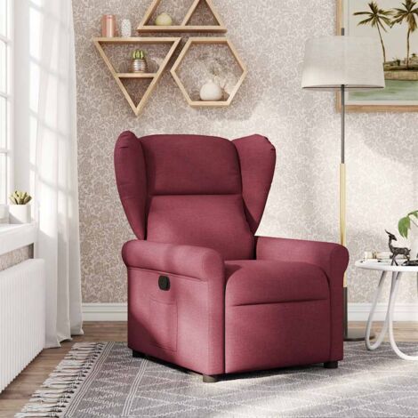 Sillón reclinable de tela rojo tinto vidaXL
