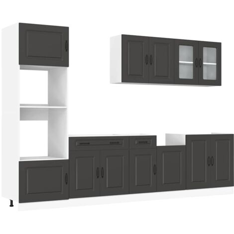 Mueble de cocina Kalmar negra 7 piezas madera contrachapada vidaXL