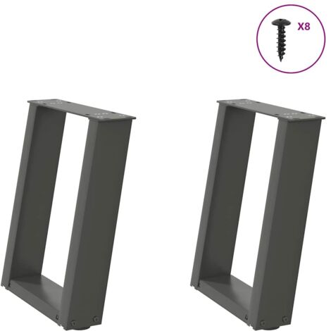Patas para mesa de centro en forma de U (2 unidades), antracita, 28 x (42-43) cm, acero vidaXL