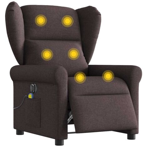 Sillón reclinable de masaje eléctrico tela marrón oscuro vidaXL